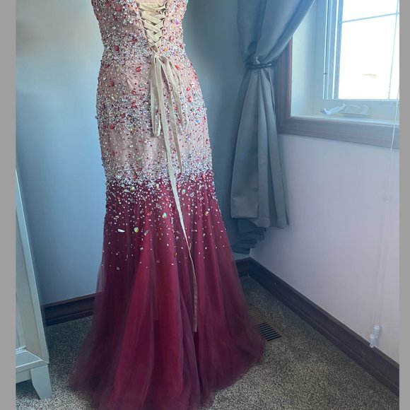 Luxury Ombre Beaded Prom Dress/Evening Gown - Picture 3 of 4